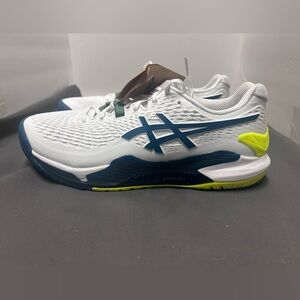 Asics Gel-Resolution 9 Men 11 Wide White Teal Pickleball Athletic Tennis Shoes.